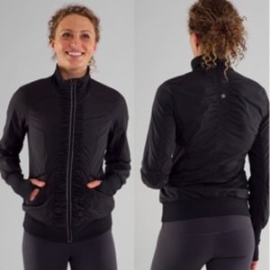 Black Lululemon 'Get Up & Go' Ruffle Track Jacket